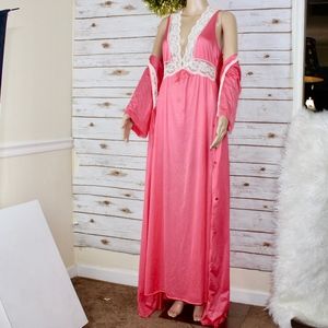 BARAD Vintage Hot Pink Barbie Nylon 2-Piece Gown Robe Set